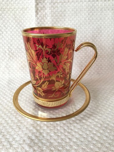 Italian glass cup and saucer - glass,