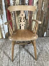 Old Farmhouse Low Fiddleback Carver Kitchen Chair Solid Beech