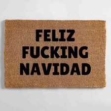 Door Mat Funny Feliz Navidad Doormat Non Slip Coir Indoor Rude Xmas Decoration