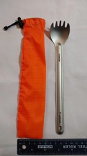 Titanium Spork, Long Handle, inc bag, 21.5cm Camping Equipment/Cutlery UK STOCK