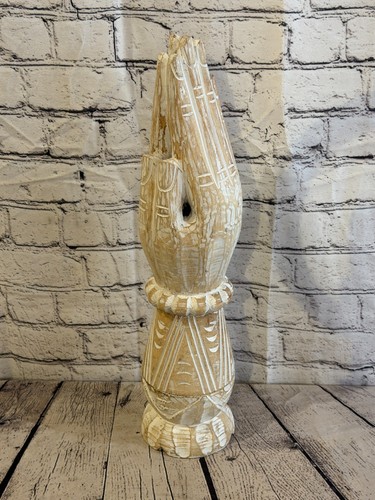 50cm white wooden hand carved - white,