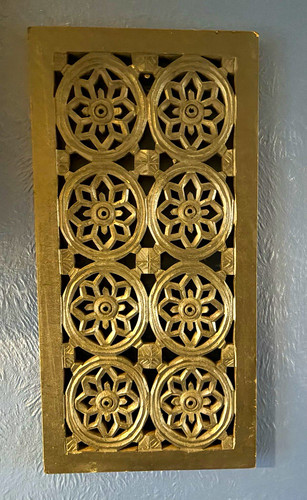 Black carved wooden floral - black,