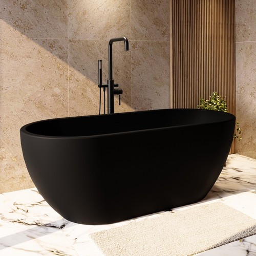 Matt black freestanding double - black,