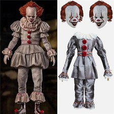 Adult Pennywise Clown Costume Halloween Cosplay Suit Outfit Fancy Dress Mask Men