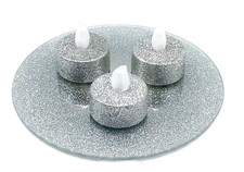 Round Silver Glitter Mirror