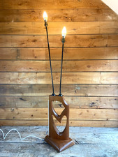 Rare Vintage Mid Century 1960s Danish Inspired Teak Floor Twin Bulb Lamp