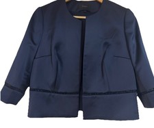 Women’s Cropped Jacket UK 12 Navy Satin Occasion Bolero Blazer by Coast