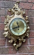 Vintage Syroco 8 Day  Wall Clock 19” In Hollywood Regency Style Running With Key