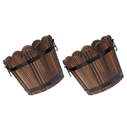 2pcs wood planter pots brown - planter,