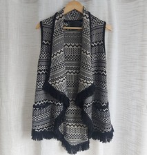 River Island Women's Long Sleeveless Cardigan/Poncho Fringe Trim Size 10