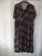 JOULES Navy Rain Winslet button front dress navy/coral/grey size 18 (46" bust)