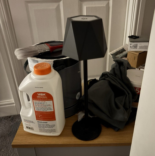 Black table lamp with - table,