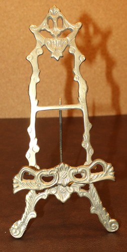 Vtg ornate table brass easel - vtg,
