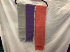 3 long hand knitted scarfs in