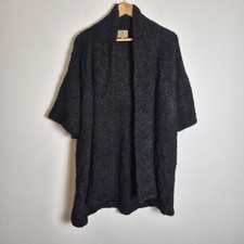 Spirit Of The Andes L/XL Black Boucle Alpaca Blend Open Front Cardigan