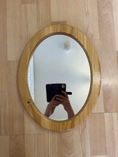 Amazing Vintage Retro Rustic Solid Pine Wood Oval Wall Mirror