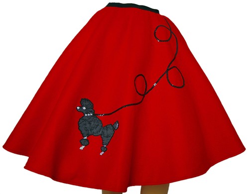 Red felt poodle skirt adult - red,