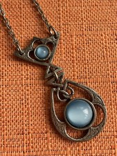 Vintage Miracle Pendant, Scottish Celtic, Blue Moonstone styled Glass