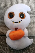 Scream VGC large Ty Beanie Boo Halloween white ghost with orange pumpkin 