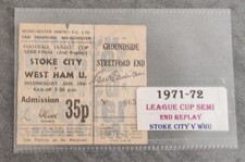 1972 League Cup Semi 2nd Replay Match Ticket Stoke V WHU George Eastham Signed