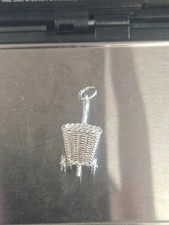 Sterling Silver 925 Traditional Shopping Trolley Basket Charm Vintage