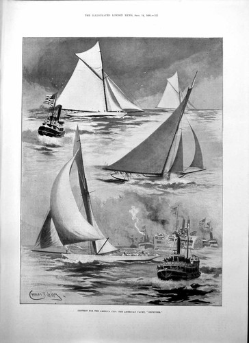 Antique print america cup - america,