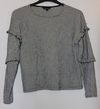 Peacocks Black And White Check Ruffle Top Size 8