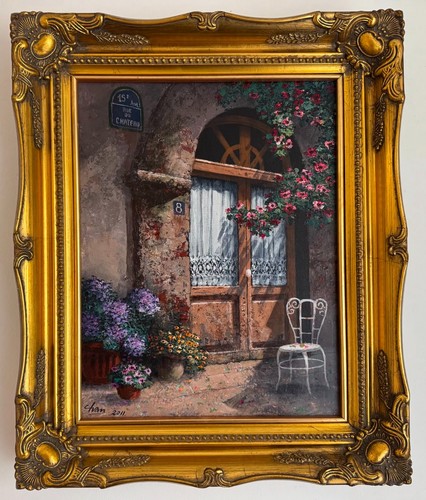 Vintage oil painting - , rue
