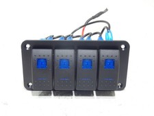 4 Gang Rocker Switch Toggle  Panel Blue Waterproof LED Light For Car Marine Boat