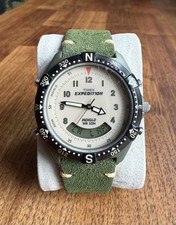 Vintage Timex Expedition Indiglo WR 50M Analog New Battery & New Leather Strap