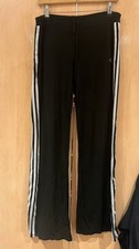 Adidas Black 3 Stripes Elastic Waist Straight Leg Track Womens Pants Size Medium