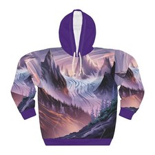 Twilight Frost All Over Print Pullover Hoodie for Outdoor Adventure Lovers