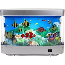 Fake Fish Tank with Moving Fish-Mini LED Virtual Aquarium Lamp:Usb-Powered,Silen