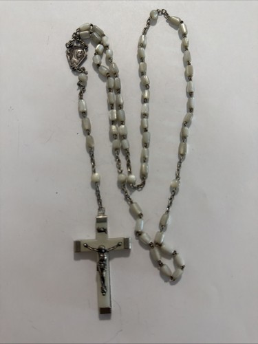 Old french rosary - old, white