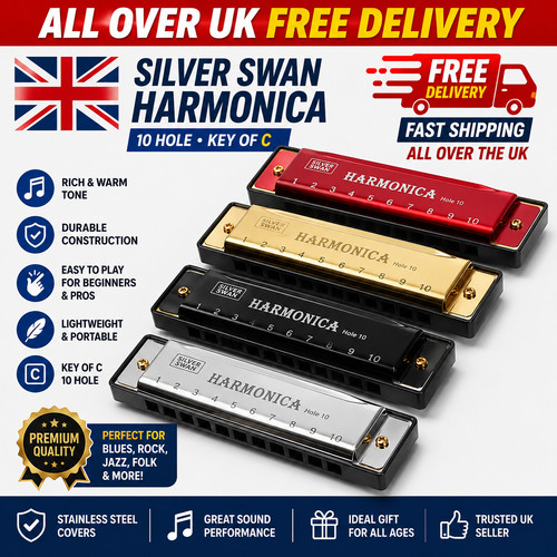 New silver swan harmonica - new, 10