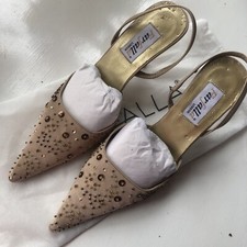 BNWOT GORGEOUS LADIES SATIN BEADED SLING BACK SHOES/BAG SIZE 36/3