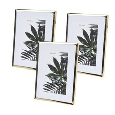 Pack of Gold Metal Photo Frames 6x4 | Free Standing Picture Frames with Mount