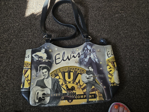 Elvis print handbag - handbag, black