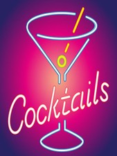 Cocktails Neon print, Retro