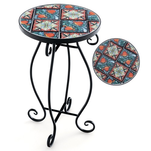 Mosaic round side table - round,