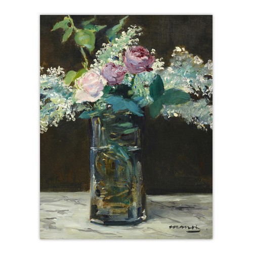 Vase white lilacs - vase, roses