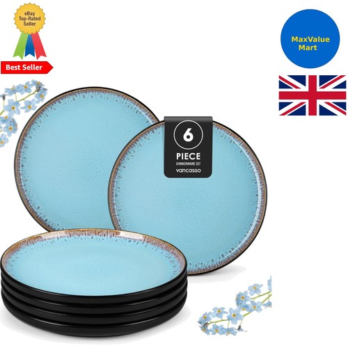 Amber blue dinner plates - plates, set