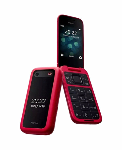 Nokia red flip mobile phone - red,
