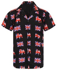 LOUD MENS ALOHA HAWAIIAN SHIRT UNION JACK STAG BRITAIN ENGLAND BBQ BEER VE DAY
