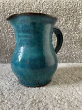 RARE VINTAGE NORMAN TAYLOR BLUE JUG - BOLINGEY POTTERY - PERRANPORTH - SIGNED