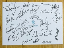 Hand Signed A4 Rugby Sheet - Benetton Rugby RFC 2010's season - 21 signatures