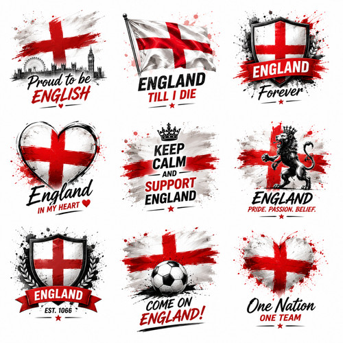 England flag theme dtf - 9x, uv