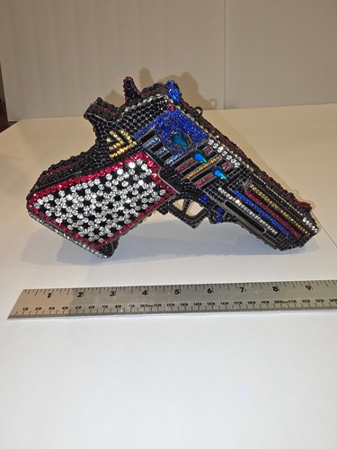 Rhinestone gun clutch purse - gun,