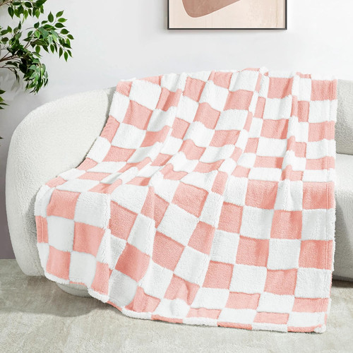 Large checkered fleece throw - fleece,