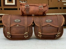 Motorbike Motorcycle Goat Leather Luggage Saddle Bags Panniers Touring Bag